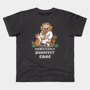 pawsitively purrfect care Kids T-Shirt